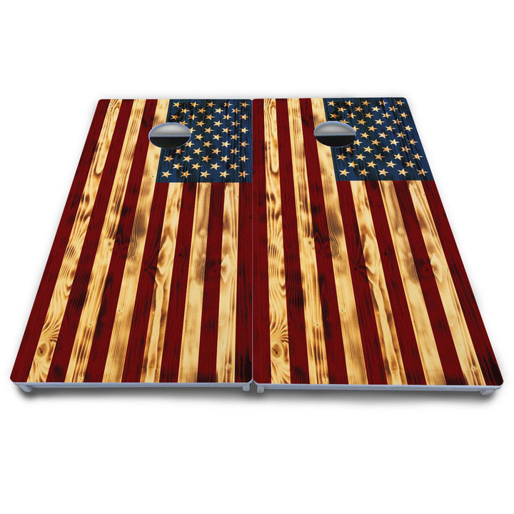 Burnt Colorful Rustic Flag Cornhole Boards - All Weather Series