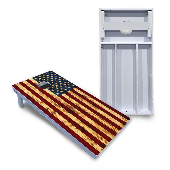 Burnt Colorful Rustic Flag Cornhole Boards - All Weather Series