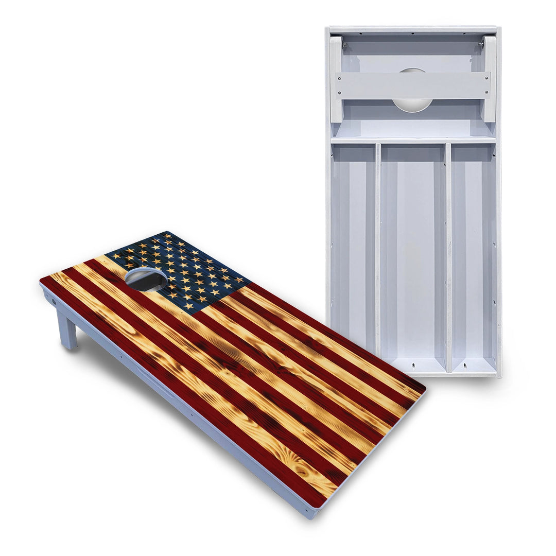 Burnt Colorful Rustic Flag Cornhole Boards - All Weather Series