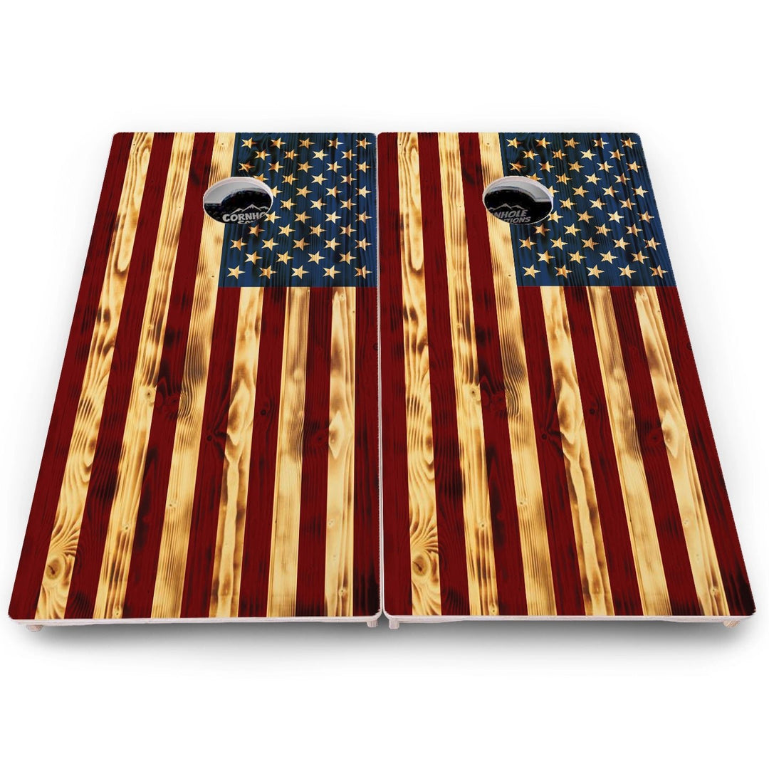 Rustic Flag Cornhole Boards – Pro Lite or Pro Elite