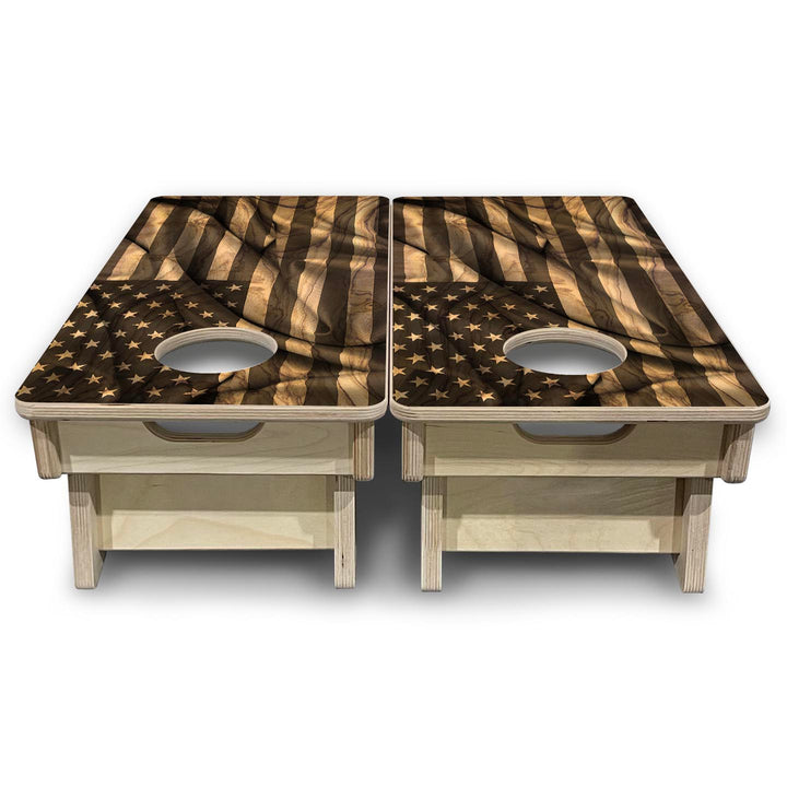 American Woodgrain Wave - Mini or Vacation Size Cornhole Boards