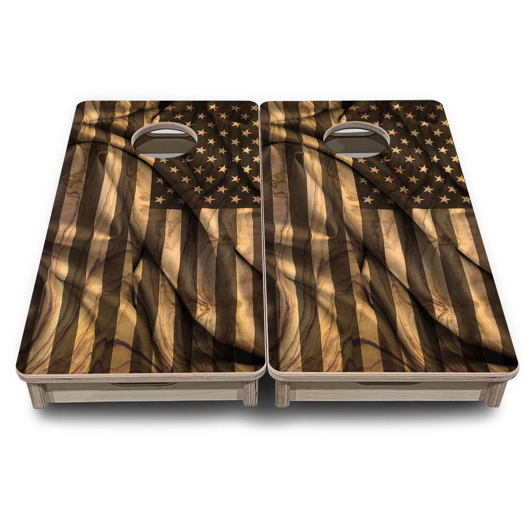 American Woodgrain Wave - Mini or Vacation Size Cornhole Boards