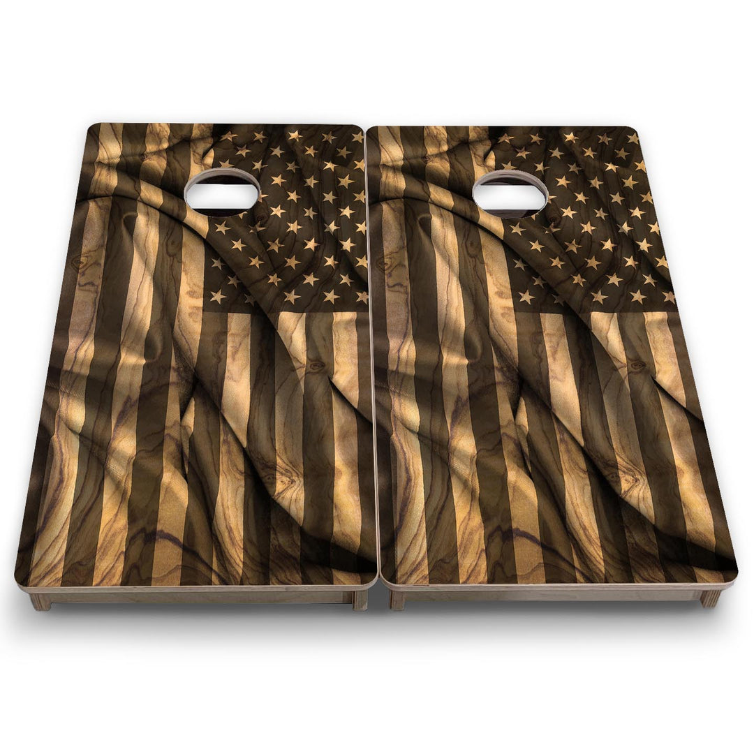 American Woodgrain Wave - Mini or Vacation Size Cornhole Boards