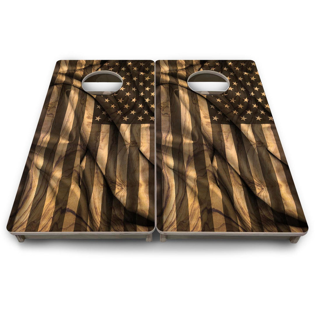 American Woodgrain Wave - Mini or Vacation Size Cornhole Boards