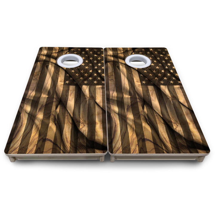 American Woodgrain Wave - Mini or Vacation Size Cornhole Boards