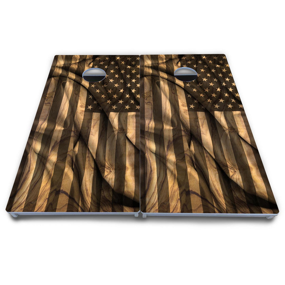 USA Wood Flag Cornhole Boards - All Weather Series