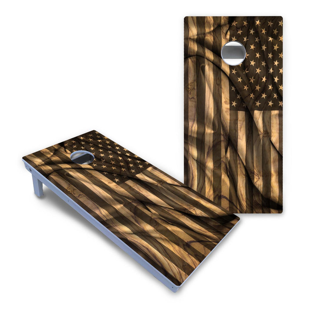 USA Wood Flag Cornhole Boards - All Weather Series