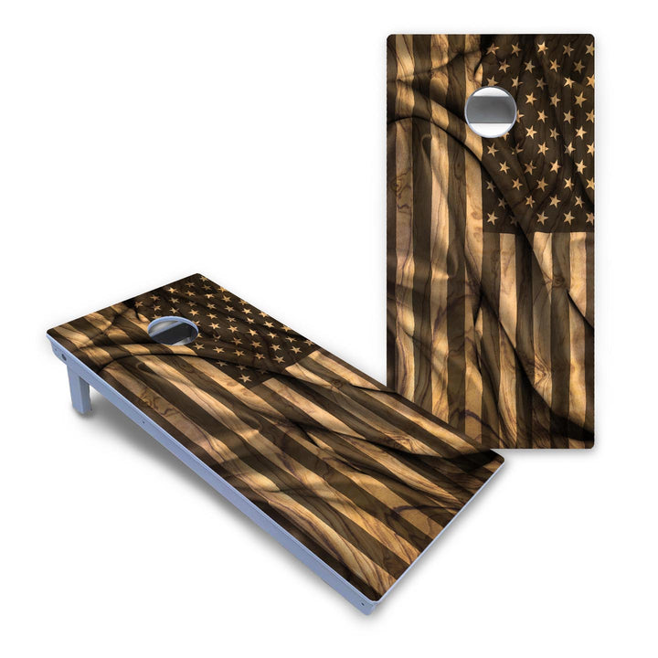USA Wood Flag Cornhole Boards - All Weather Series
