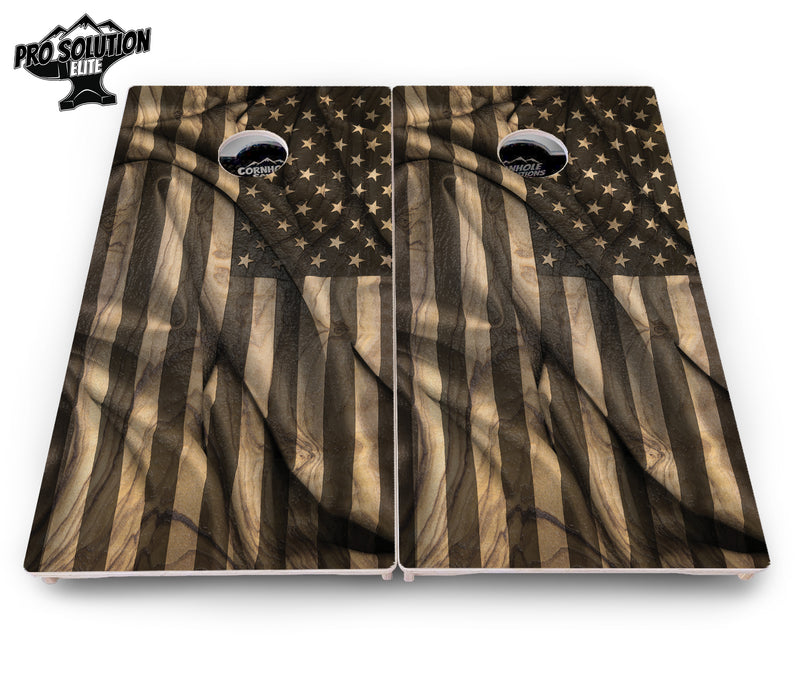 Pro Solution Elite - USA Wood Flag - Professional Tournament Cornhole Boards 3/4" Baltic Birch - Zero Bounce Zero Movement Vertical Interlocking Braces for Extra Weight & Stability +Double Thick Legs +Airmail Blocker