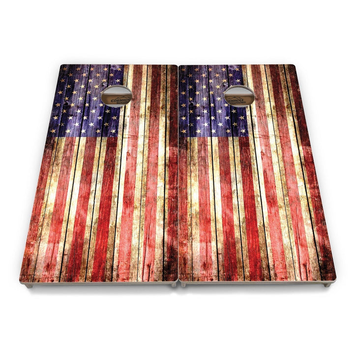 Rustic Wood Flag Cornhole Boards – Tournament Series