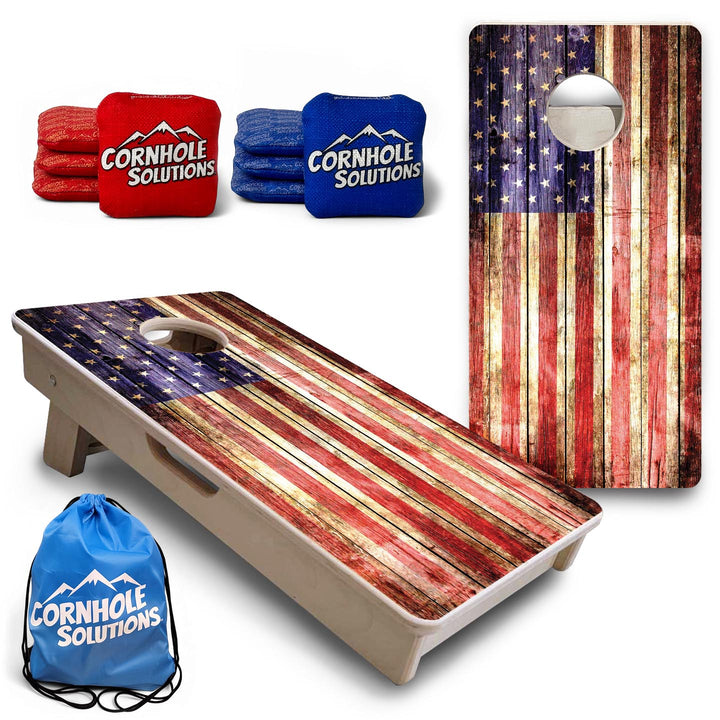 Rustic Wood Flag - Mini or Vacation Size Cornhole Boards