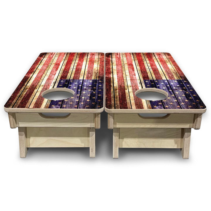 Rustic Wood Flag - Mini or Vacation Size Cornhole Boards