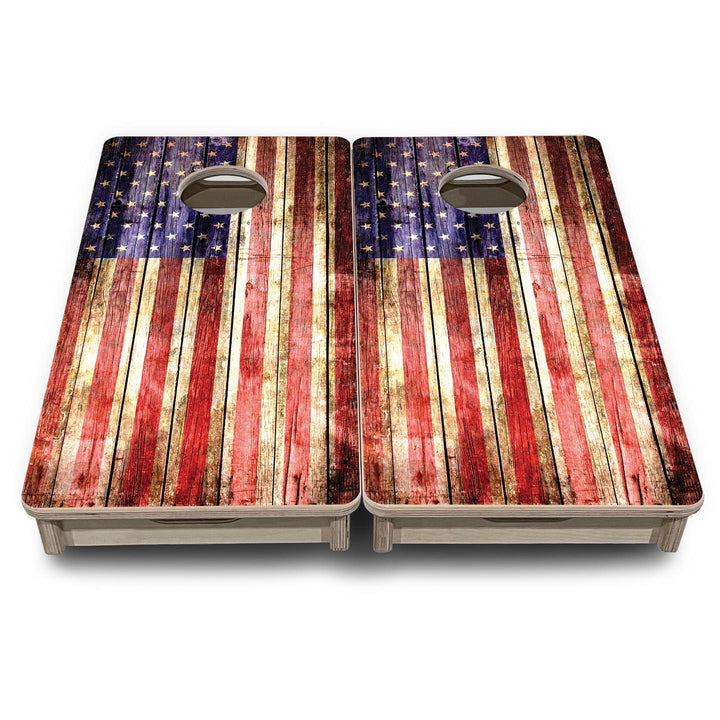 Rustic Wood Flag - Mini or Vacation Size Cornhole Boards
