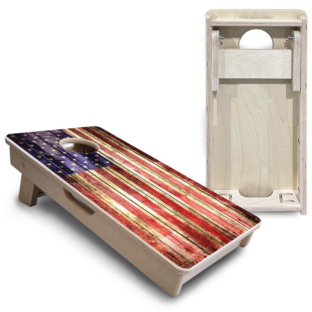 Rustic Wood Flag - Mini or Vacation Size Cornhole Boards