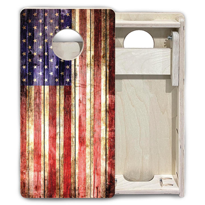 Rustic Wood Flag - Mini or Vacation Size Cornhole Boards