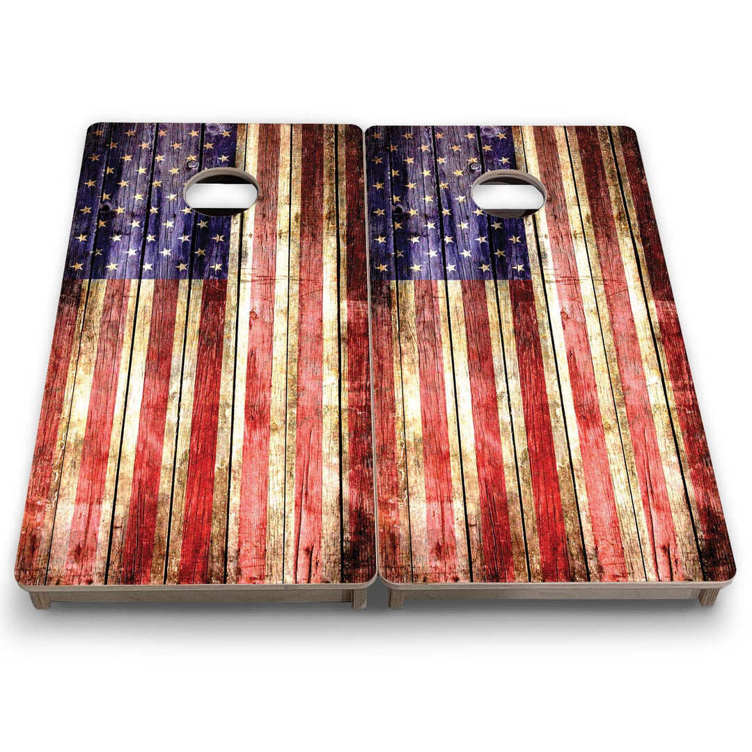 Rustic Wood Flag - Mini or Vacation Size Cornhole Boards