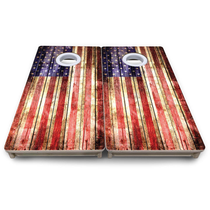 Rustic Wood Flag - Mini or Vacation Size Cornhole Boards