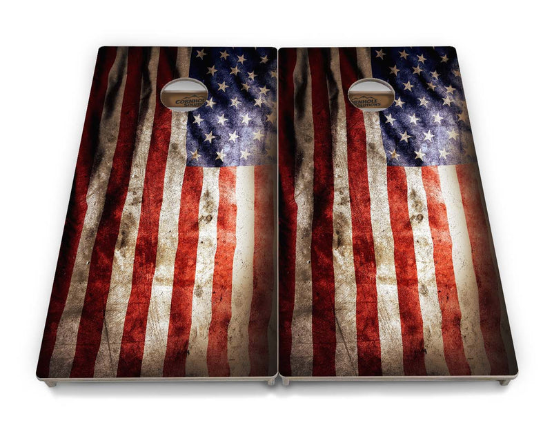 Tournament Boards - Rustic American Flag Design Options - Professional Tournament 2'x4' Regulation Cornhole Set - 3/4″ Baltic Birch + UV Direct Print + UV Clear Coat