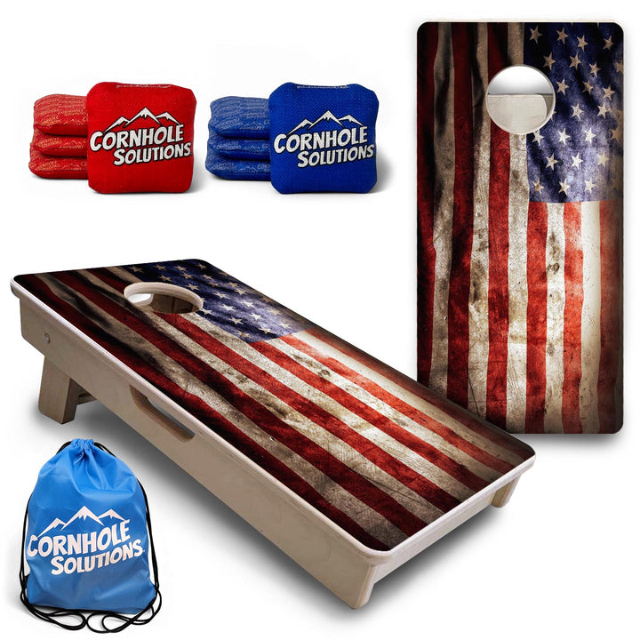 Distressed Old Glory - Mini or Vacation Size Cornhole Boards