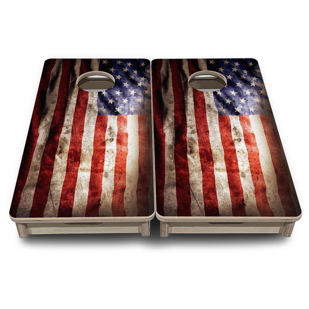 Distressed Old Glory - Mini or Vacation Size Cornhole Boards