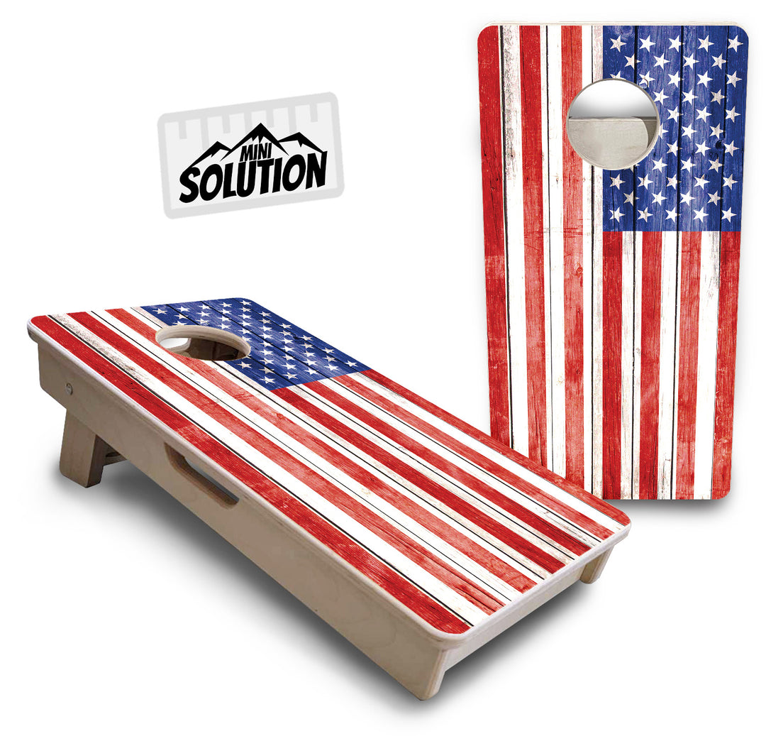 Mini Cornhole Boards - Whitewash Flag