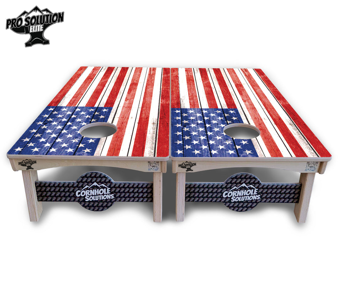 Whitewash Flag Cornhole Boards - Pro Solution Elite Series