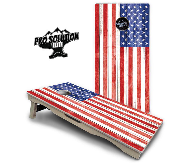 Whitewash Flag Cornhole Boards - Pro Solution Elite Series