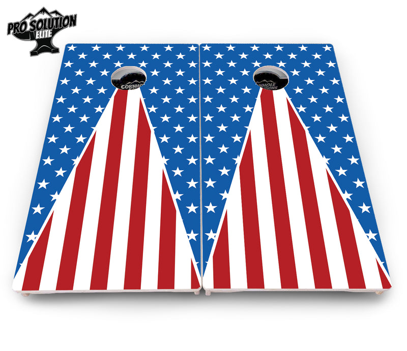 Pro Solution Elite - Stars & Stripes Triangle Design Options - Professional Tournament Cornhole Boards 3/4" Baltic Birch - Zero Bounce Zero Movement Vertical Interlocking Braces for Extra Weight & Stability +Double Thick Legs +Airmail Blocker