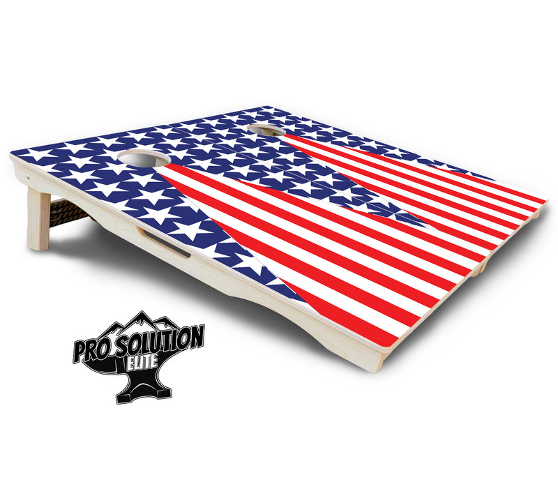 Pro Solution Elite - Stars & Stripes Triangle - Professional Tournament Cornhole Boards 3/4" Baltic Birch - Zero Bounce Zero Movement Vertical Interlocking Braces for Extra Weight & Stability +Double Thick Legs +Airmail Blocker