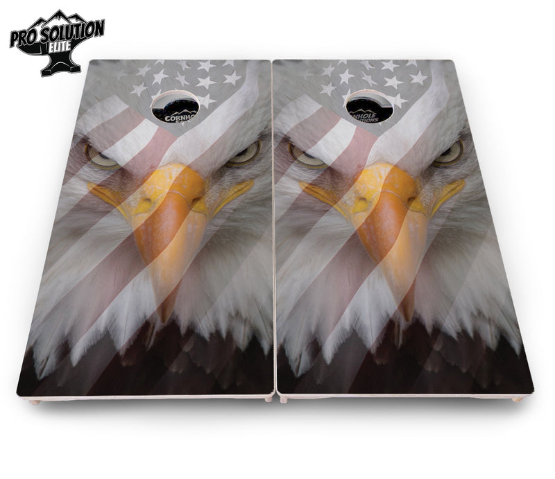 Pro Solution Elite - Freedom Eagle - Professional Tournament Cornhole Boards 3/4" Baltic Birch - Zero Bounce Zero Movement Vertical Interlocking Braces for Extra Weight & Stability +Double Thick Legs +Airmail Blocker