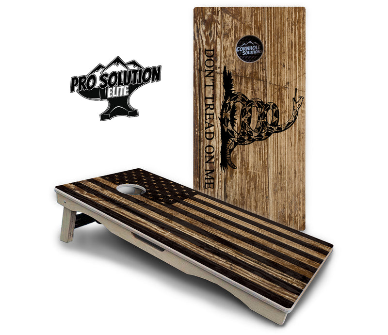 Pro Solution Elite - Wood DTOM & Wood Flag Design Options - Professional Tournament Cornhole Boards 3/4" Baltic Birch - Zero Bounce Zero Movement Vertical Interlocking Braces for Extra Weight & Stability +Double Thick Legs +Airmail Blocker