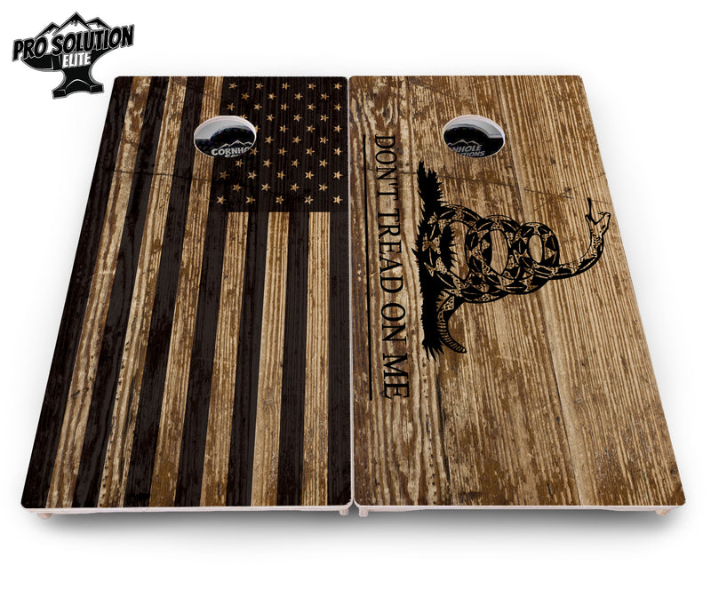 Pro Solution Elite - Wood DTOM & Wood Flag Design Options - Professional Tournament Cornhole Boards 3/4" Baltic Birch - Zero Bounce Zero Movement Vertical Interlocking Braces for Extra Weight & Stability +Double Thick Legs +Airmail Blocker