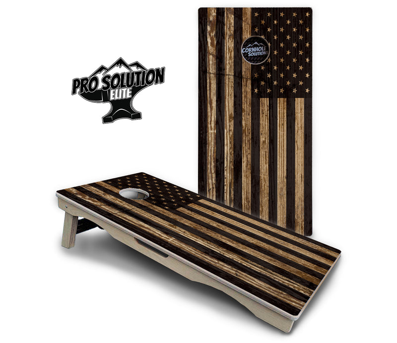 Pro Solution Elite - Wood DTOM & Wood Flag Design Options - Professional Tournament Cornhole Boards 3/4" Baltic Birch - Zero Bounce Zero Movement Vertical Interlocking Braces for Extra Weight & Stability +Double Thick Legs +Airmail Blocker