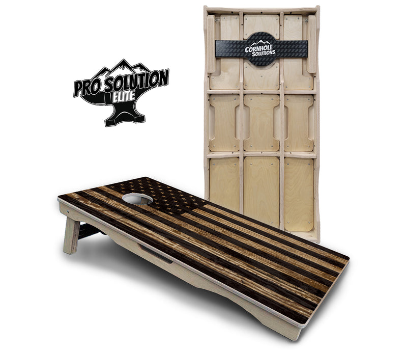 Pro Solution Elite - Wood DTOM & Wood Flag Design Options - Professional Tournament Cornhole Boards 3/4" Baltic Birch - Zero Bounce Zero Movement Vertical Interlocking Braces for Extra Weight & Stability +Double Thick Legs +Airmail Blocker