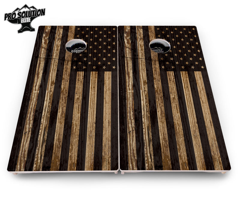 Pro Solution Elite - Wood DTOM & Wood Flag Design Options - Professional Tournament Cornhole Boards 3/4" Baltic Birch - Zero Bounce Zero Movement Vertical Interlocking Braces for Extra Weight & Stability +Double Thick Legs +Airmail Blocker