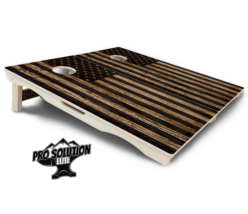 Pro Solution Elite - Wood DTOM & Wood Flag Design Options - Professional Tournament Cornhole Boards 3/4" Baltic Birch - Zero Bounce Zero Movement Vertical Interlocking Braces for Extra Weight & Stability +Double Thick Legs +Airmail Blocker