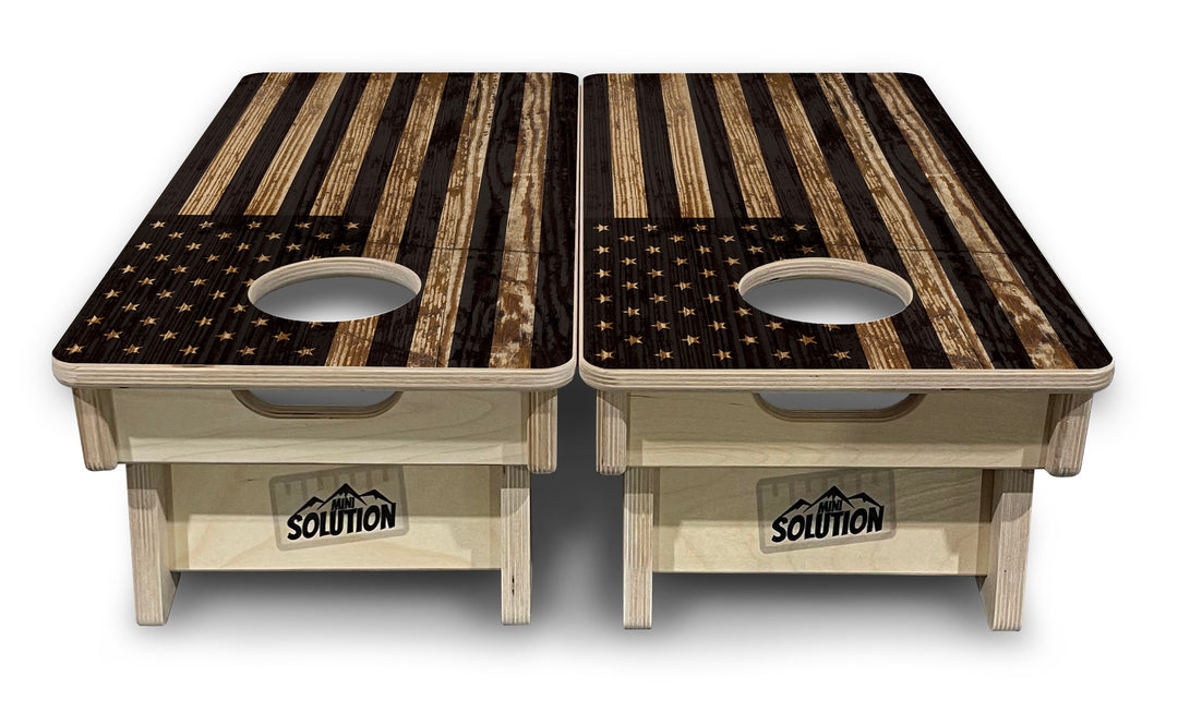 Mini Cornhole Boards - Wood DTOM & Wood Flag