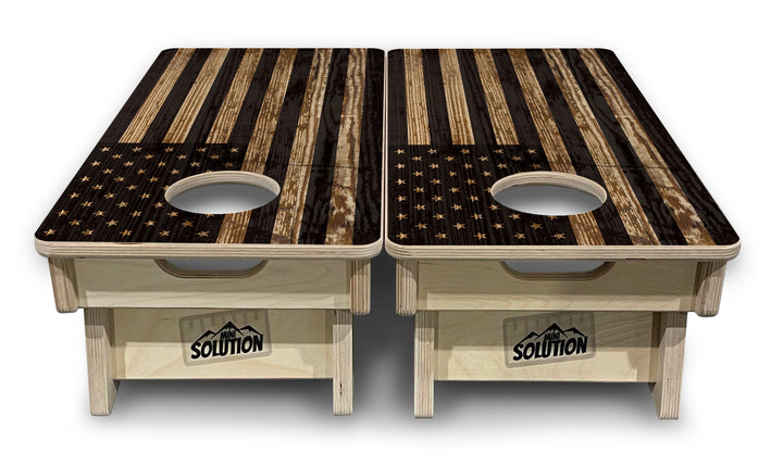 Mini Cornhole Boards - Wood DTOM & Wood Flag