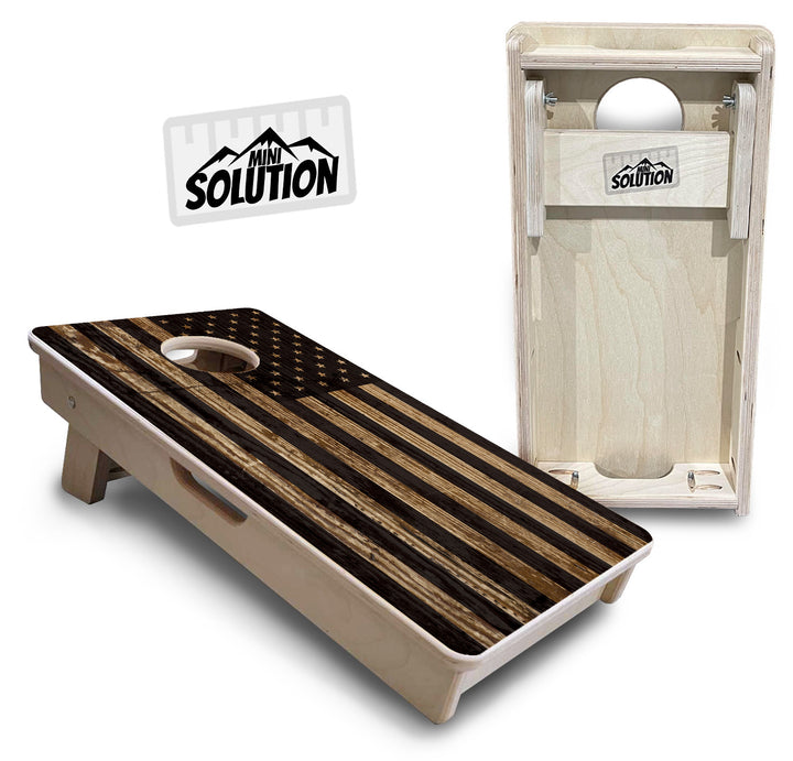 Mini Cornhole Boards - Wood DTOM & Wood Flag