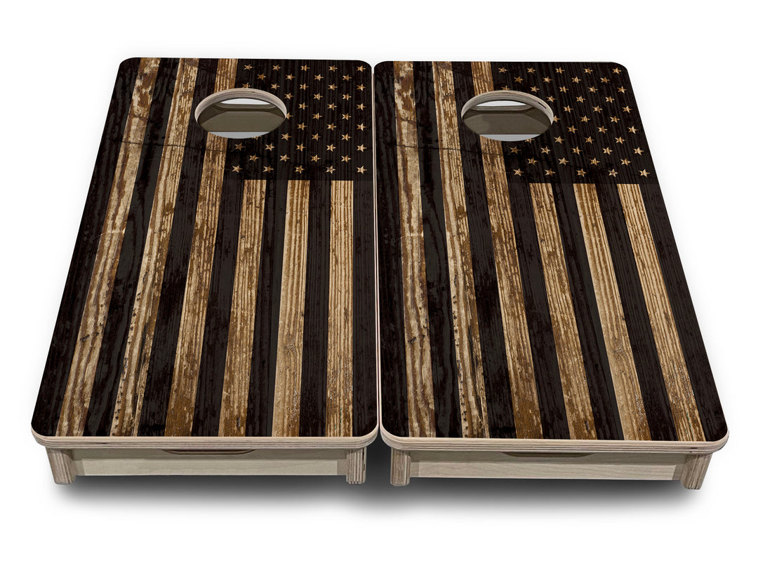 Mini Cornhole Boards - Wood DTOM & Wood Flag