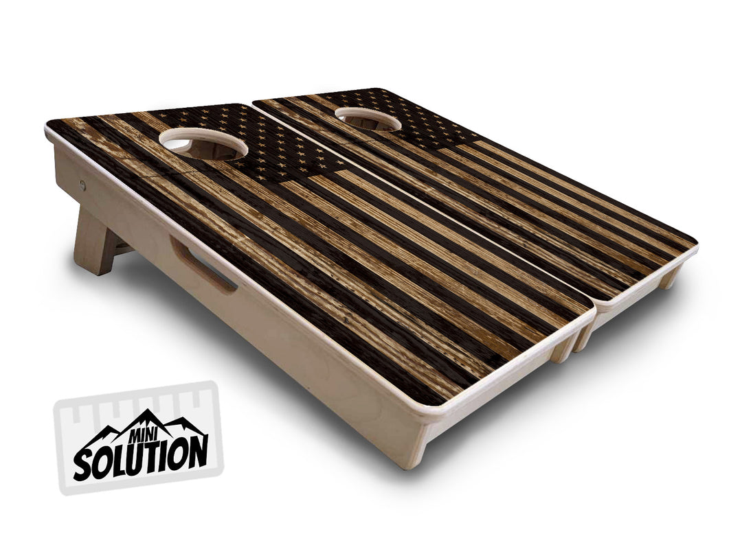 Mini Cornhole Boards - Wood DTOM & Wood Flag