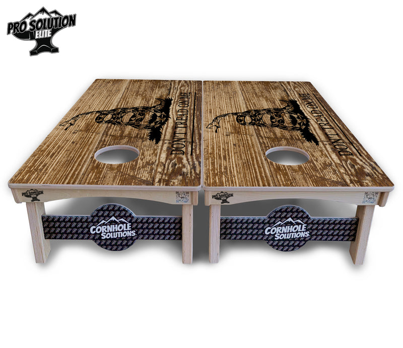 Pro Solution Elite - Wood DTOM & Wood Flag Design Options - Professional Tournament Cornhole Boards 3/4" Baltic Birch - Zero Bounce Zero Movement Vertical Interlocking Braces for Extra Weight & Stability +Double Thick Legs +Airmail Blocker