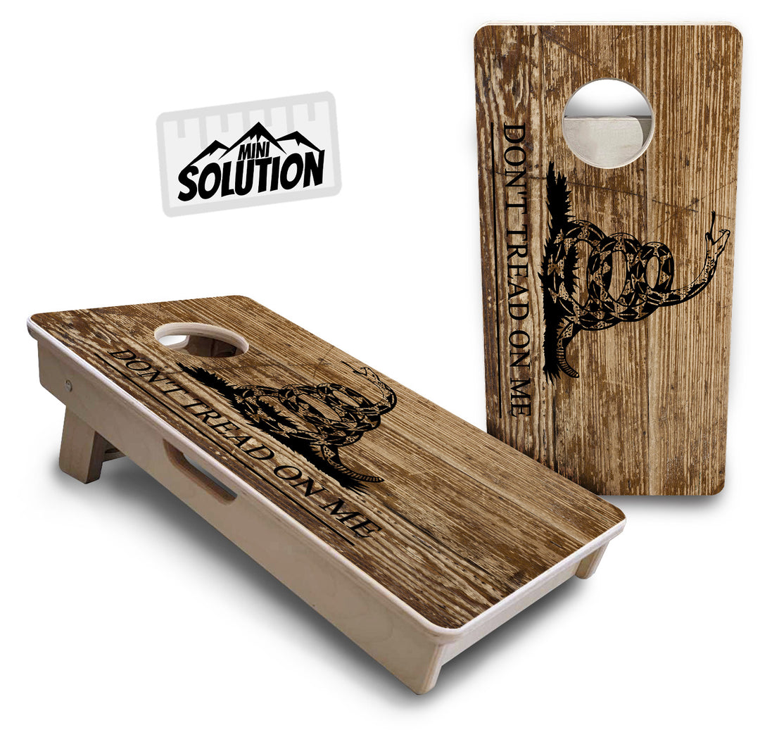 Mini Cornhole Boards - Wood DTOM & Wood Flag
