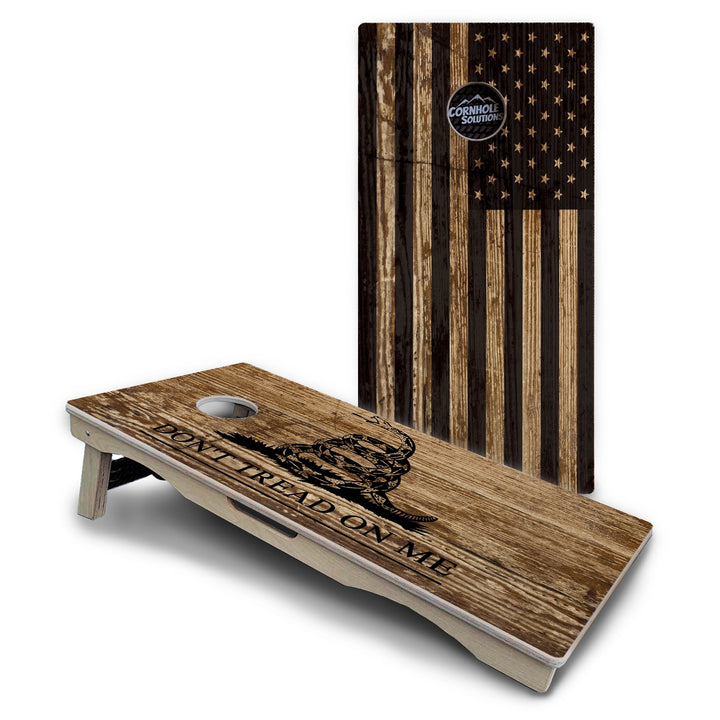 Rustic DTOM & Flag Cornhole Boards – Pro Lite or Pro Elite