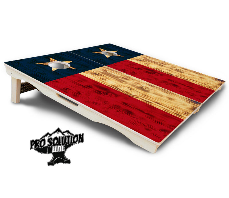 Pro Solution Elite - Burnt Texas Flag - Professional Tournament Cornhole Boards 3/4" Baltic Birch - Zero Bounce Zero Movement Vertical Interlocking Braces for Extra Weight & Stability +Double Thick Legs +Airmail Blocker