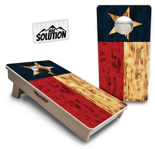 Mini Cornhole 12"x24" Boards - 4" holes - Burnt Texas Flag - 3/4″ Baltic Birch