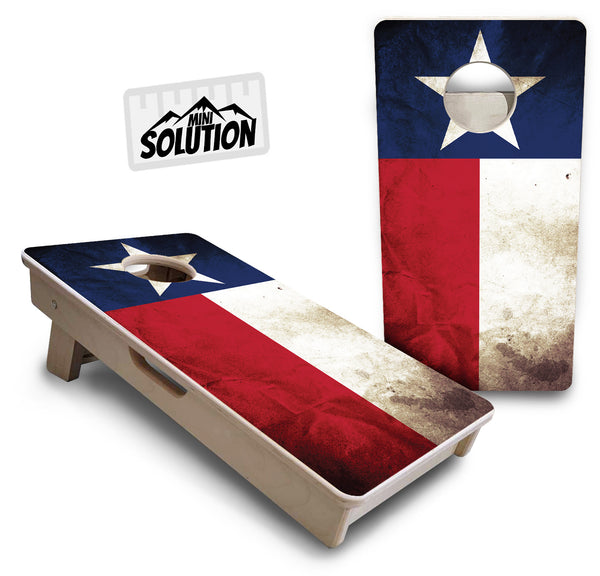 Mini Cornhole 12"x24" Boards - 4" holes - Texas Flag - 3/4″ Baltic Birch