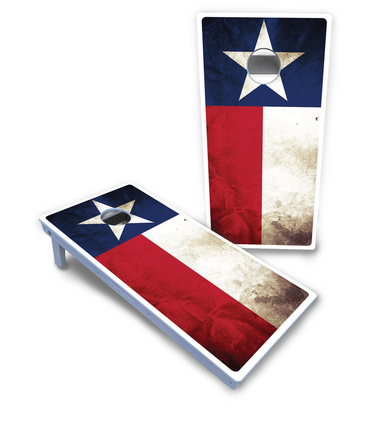 Waterproof - Texas Design - All Weather Boards "Outdoor Solution" 18mm(3/4")Direct UV Printed - Regulation 2' by 4' Cornhole Boards (Set of 2 Boards) Double Thick Legs, with Leg Brace & Dual Support Braces!