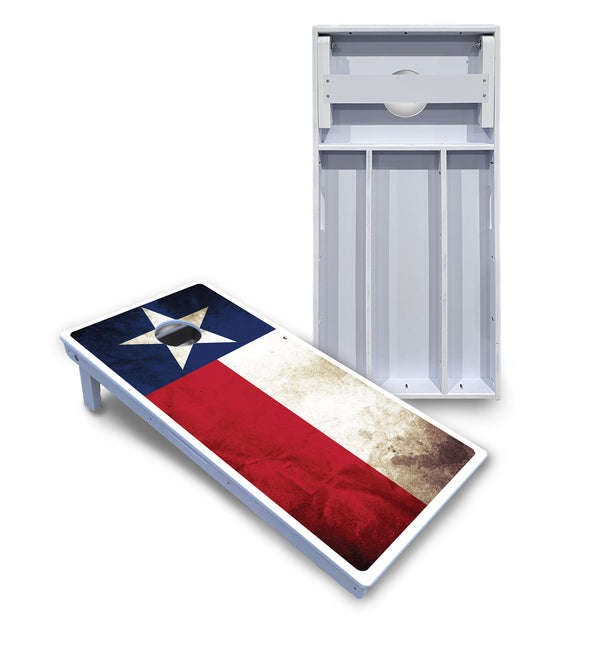 Waterproof - Texas Design - All Weather Boards "Outdoor Solution" 18mm(3/4")Direct UV Printed - Regulation 2' by 4' Cornhole Boards (Set of 2 Boards) Double Thick Legs, with Leg Brace & Dual Support Braces!