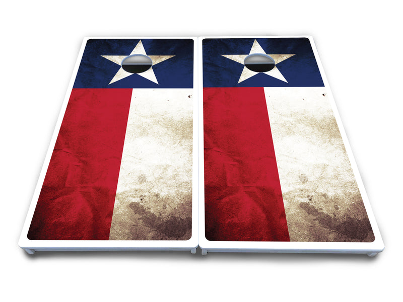 Waterproof - Texas Design - All Weather Boards "Outdoor Solution" 18mm(3/4")Direct UV Printed - Regulation 2' by 4' Cornhole Boards (Set of 2 Boards) Double Thick Legs, with Leg Brace & Dual Support Braces!